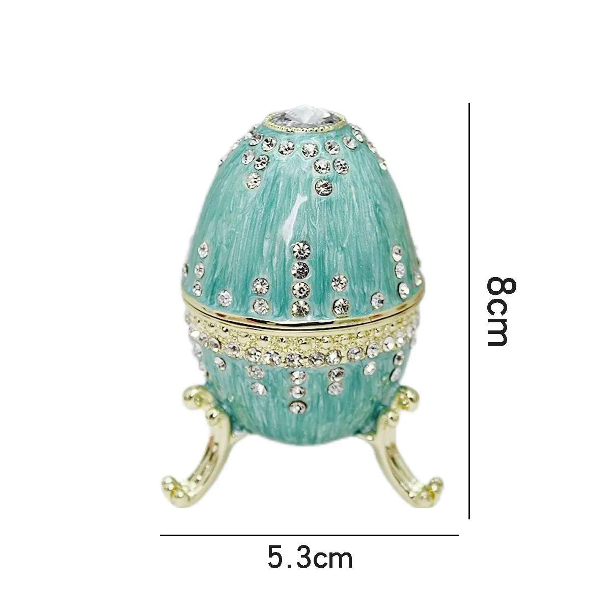 Vinage Blue Faberge scatola portagioie smaltata stile uovo incernierata, regalo unico per la famiglia