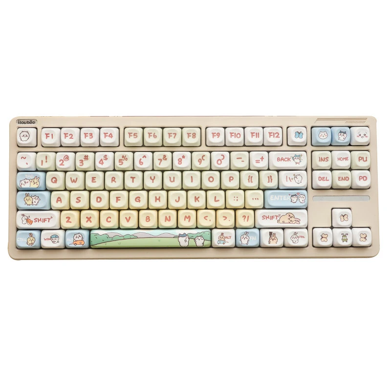 Cartoon Animal PBT Dye Sublimation Keycaps Set MOA Profile Mechanical Keyboard Key Cap Cute Design Replacement Keys