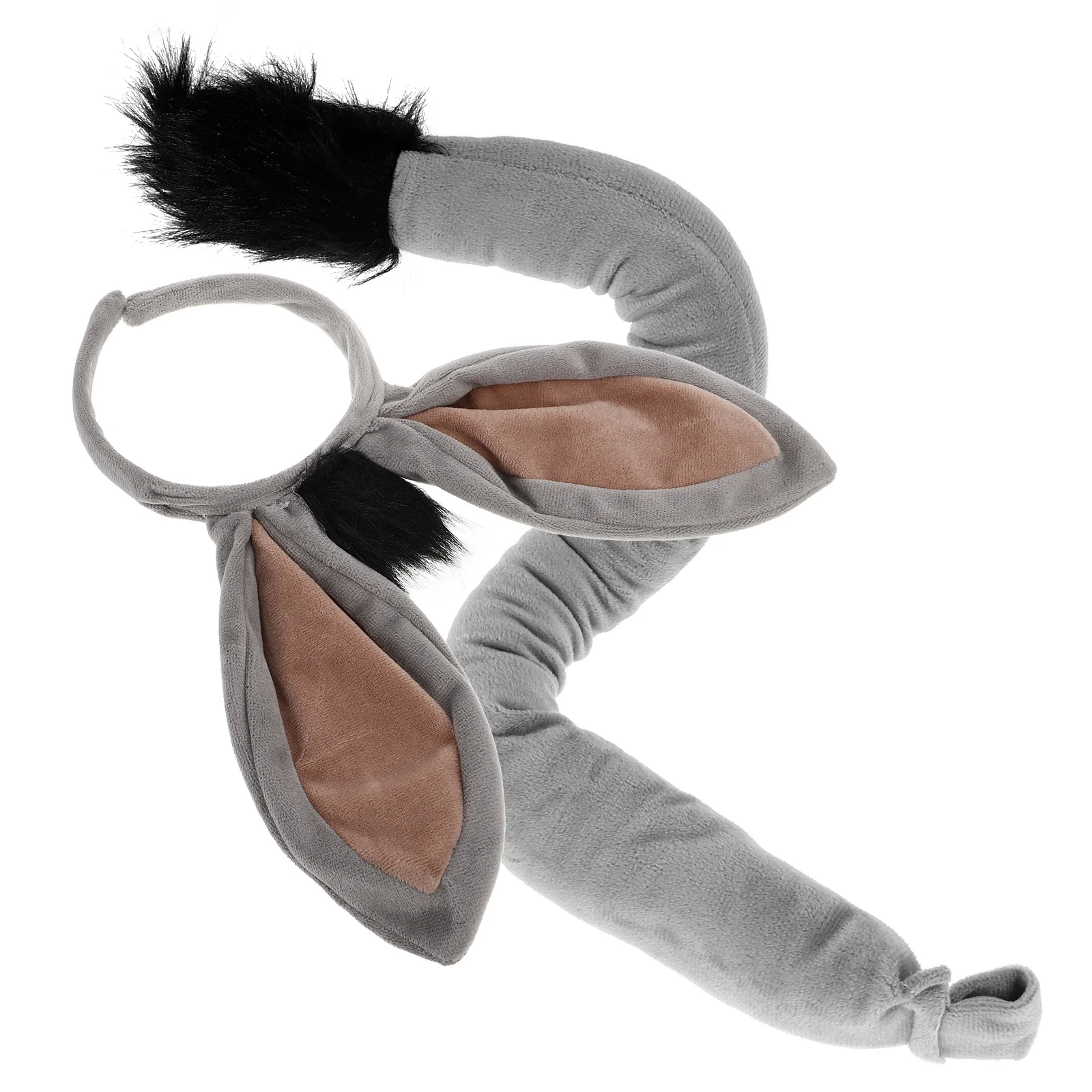 Donkey Costume Headband Tail Set Cute Animal Cosplay Ears Birthday Halloween Easter Party Accessories Zoo Animals Heaband