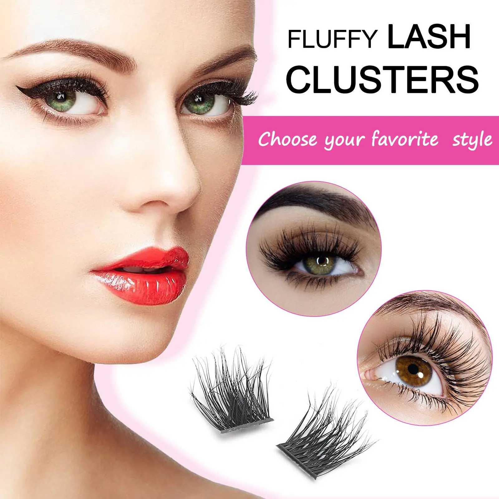 Women Fashion Soft Fluff Individual Cluster Lashes Faux Mink Volume Lash Clusters D Curl Dramatic DIY Eyelash Extension Women