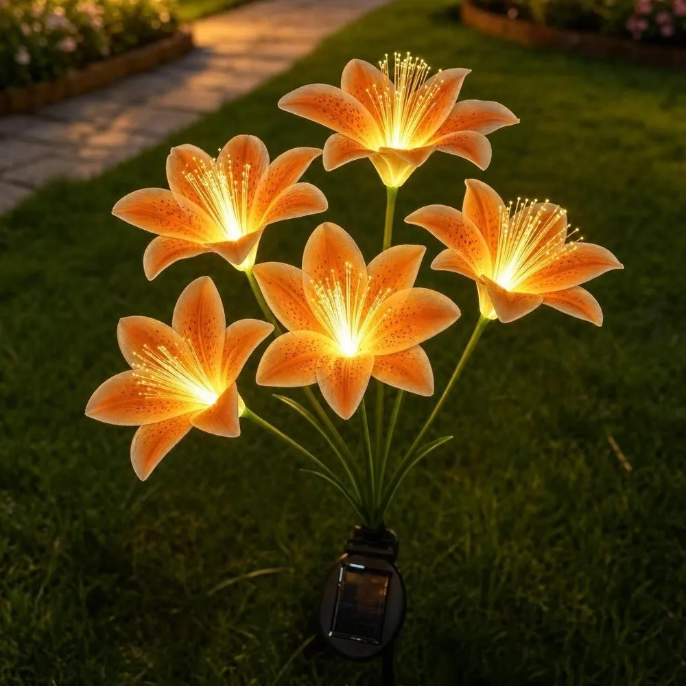 Solar Powered Solar Garden Light Waterproof Rose Flower Design Flower Landscape Light Landscape Lighting Ballet Skirt Shape