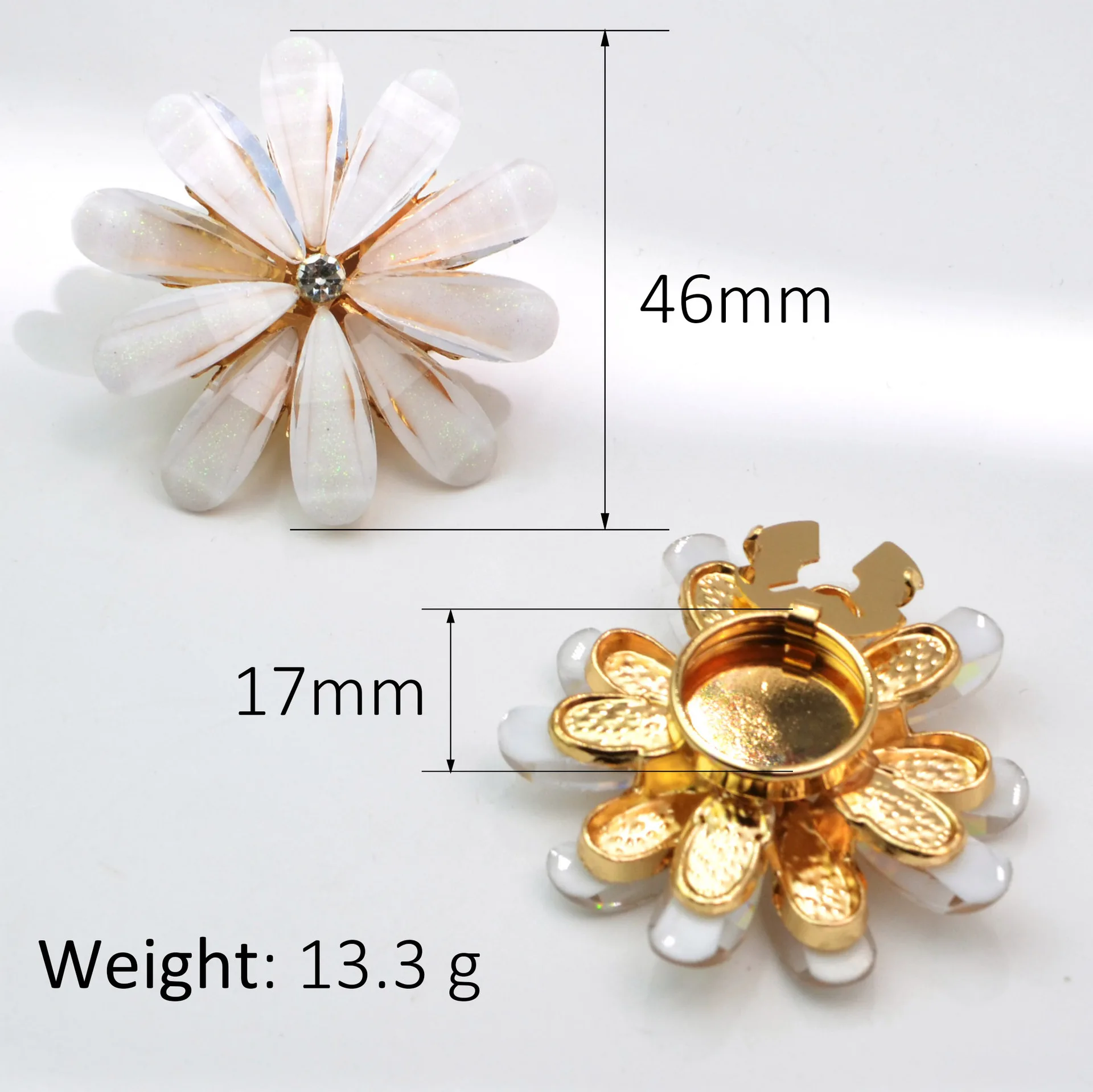 Luxury Daisy Flower Crystal Cufflinks unisex, Gold AB Glaze Cuff Links, Elegant Formal Shirt Accessories for Wedding Business