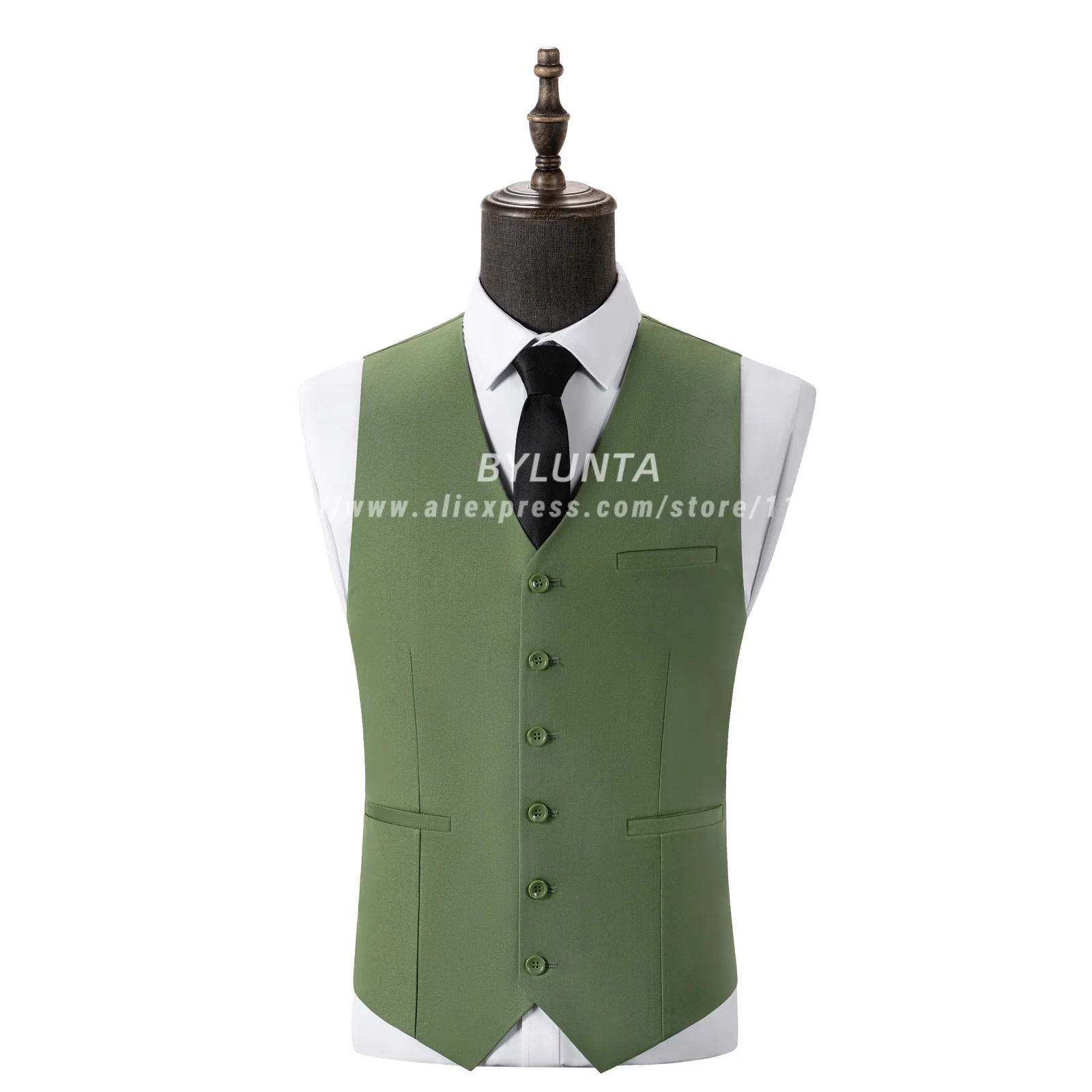 BYLUNTA Men's 3 Piece Regular Fit Men Suit Formal Solid Groomsman Tuxedos for Wedding Party(Blazer+Vest+Pant)