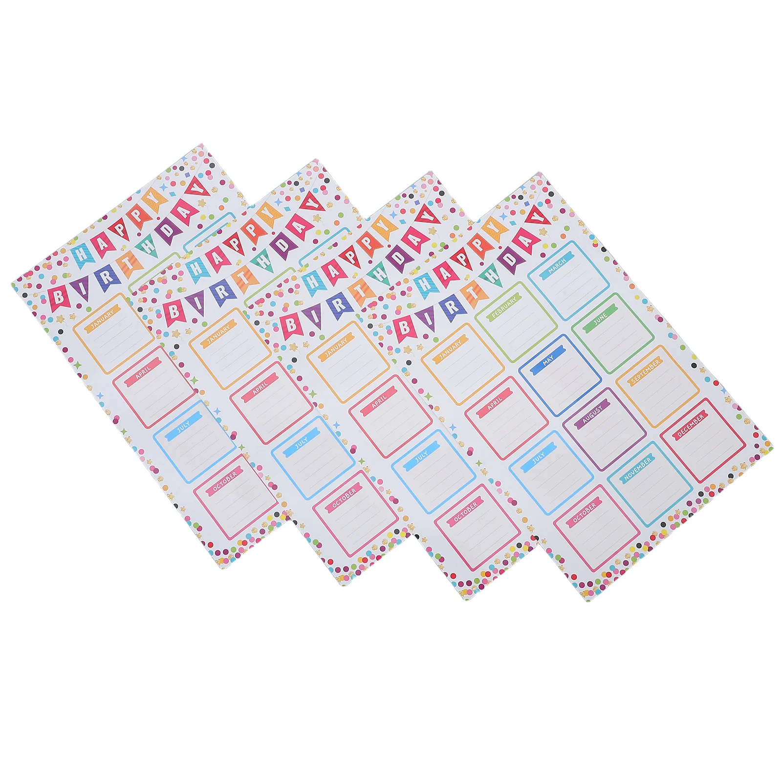 

4Pcs Classroom Birthday Calendar Poster Colorful Writeable Surface Easy Installation Back to School Teacher Supplies