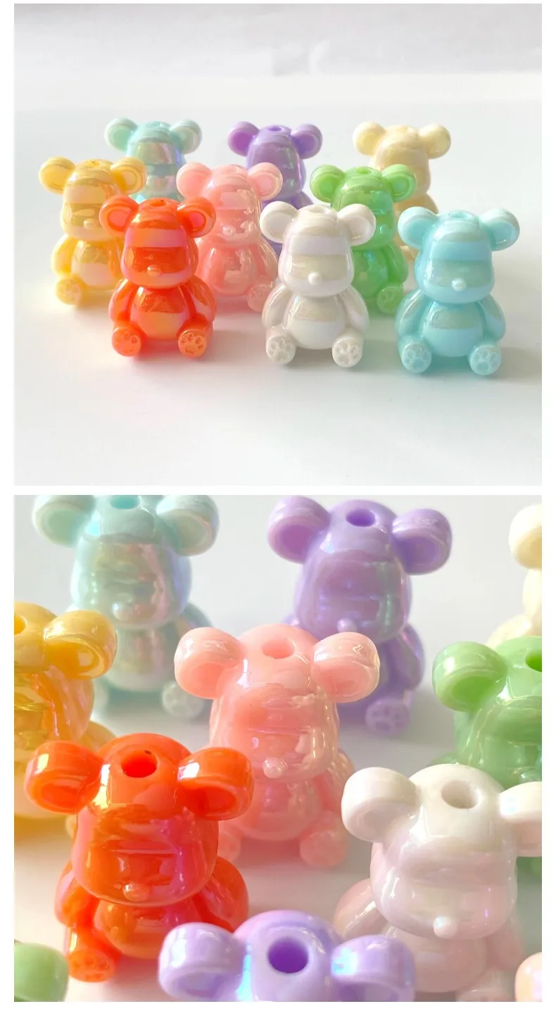 Einfarbige Acryl-UV-beschichtete farbige Perlen, Violent Bear DIY lose Perlen, unregelmäßige handgefertigte Handyketten-Accessoires – Detail 4