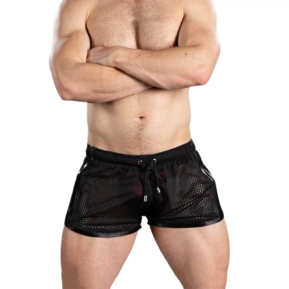 

Comfortable Low Waist Men's Swimming Trunks Mesh Breathable Mesh Shorts Quick-Dry Lightweight Sheer Boxer Briefs Swimming