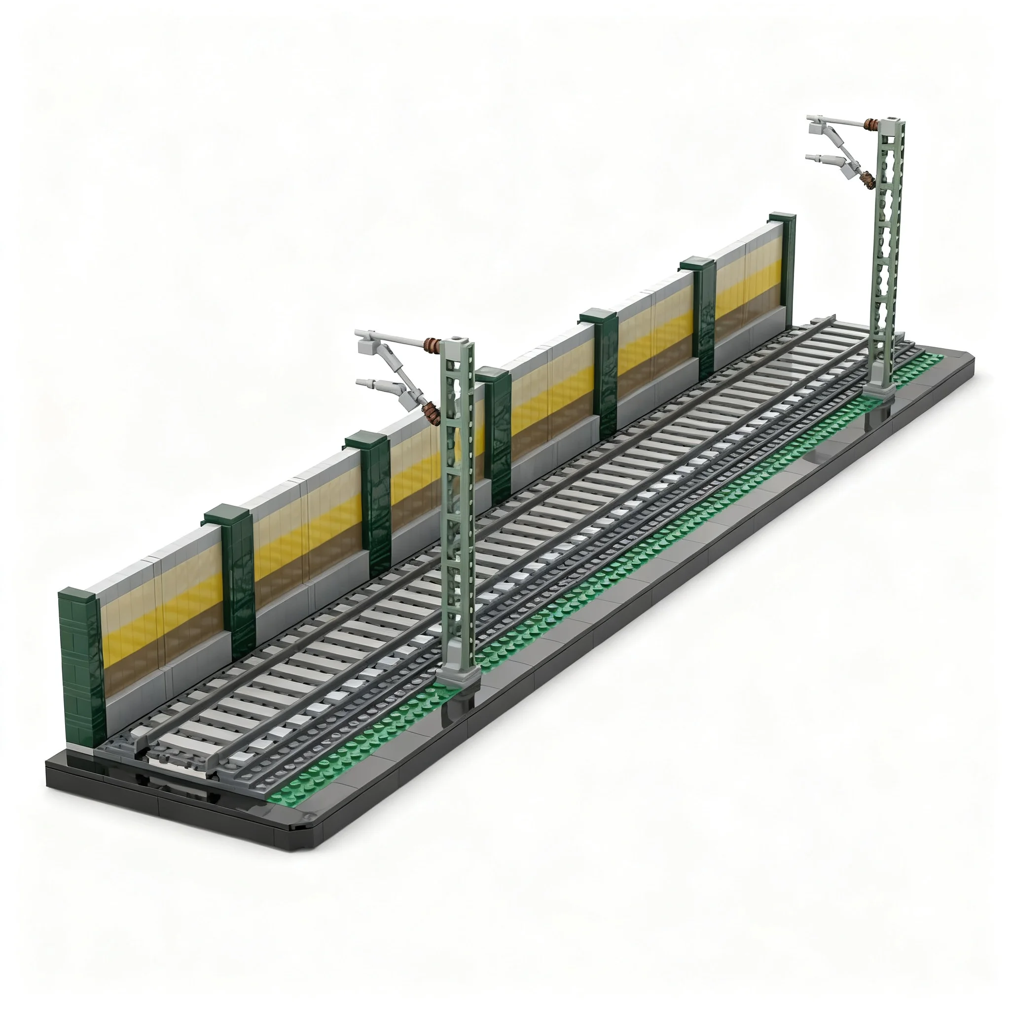 1452pcs MOC Modern Single-track Layout Module Display - Modernes Ein-Gleis-Modul Zur Ausstellung City Model Building Blocks