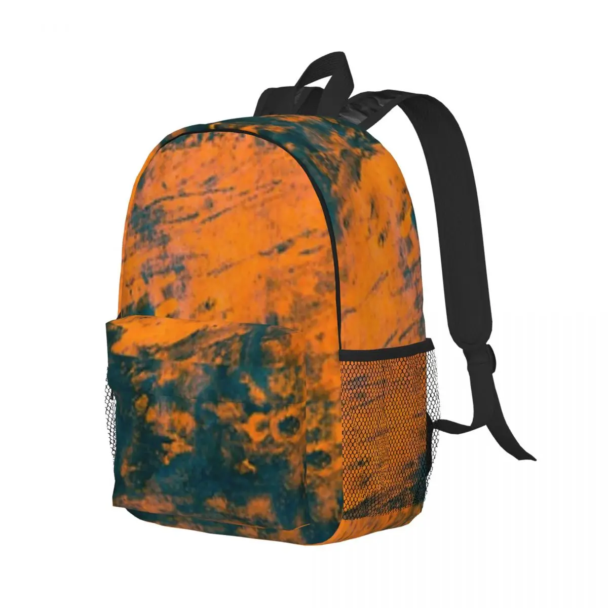 Mochila escolar de grande capacidade, mochila estudantil, floresta azul e laranja para meninas e crianças, 15in