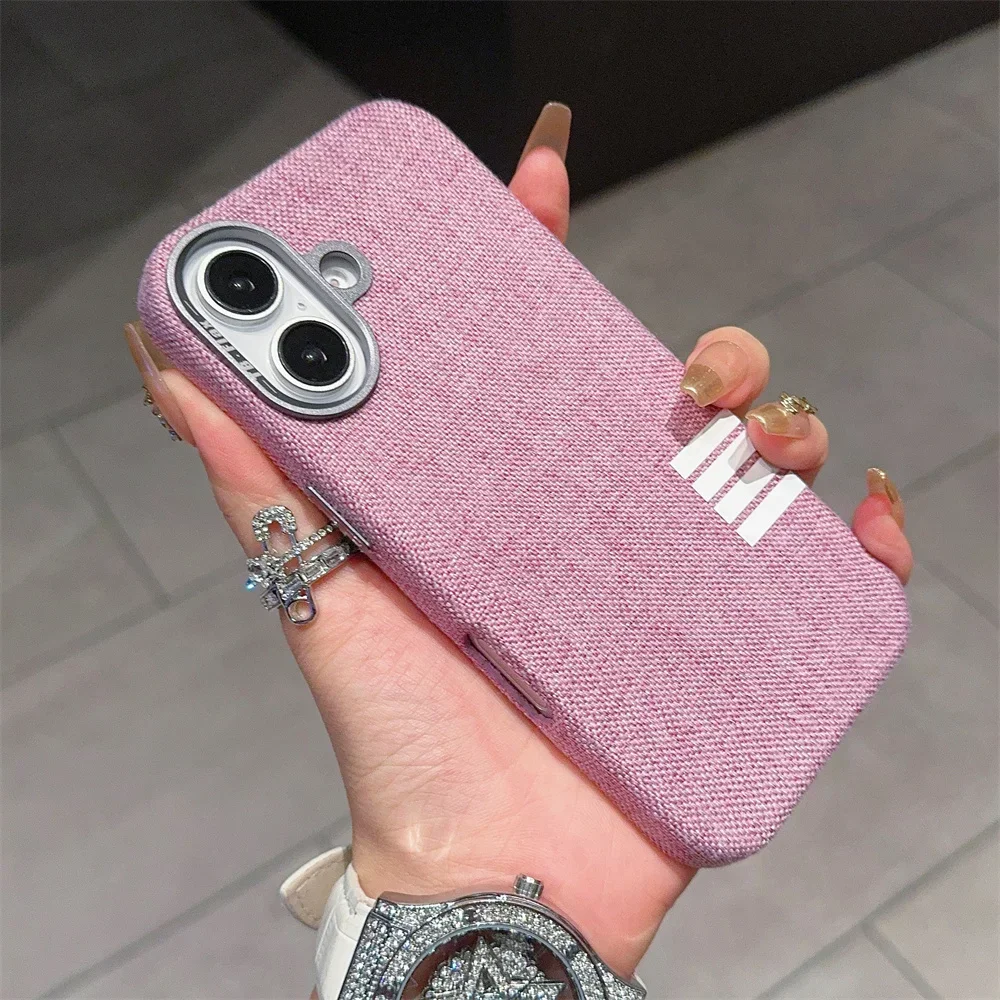 Retro Linen Fabric Cloth Pattern Case for iPhone 16 15 14 Pro max Plus Anti Drop Slim Protector Cover For iPhone 12 13 14 Promax