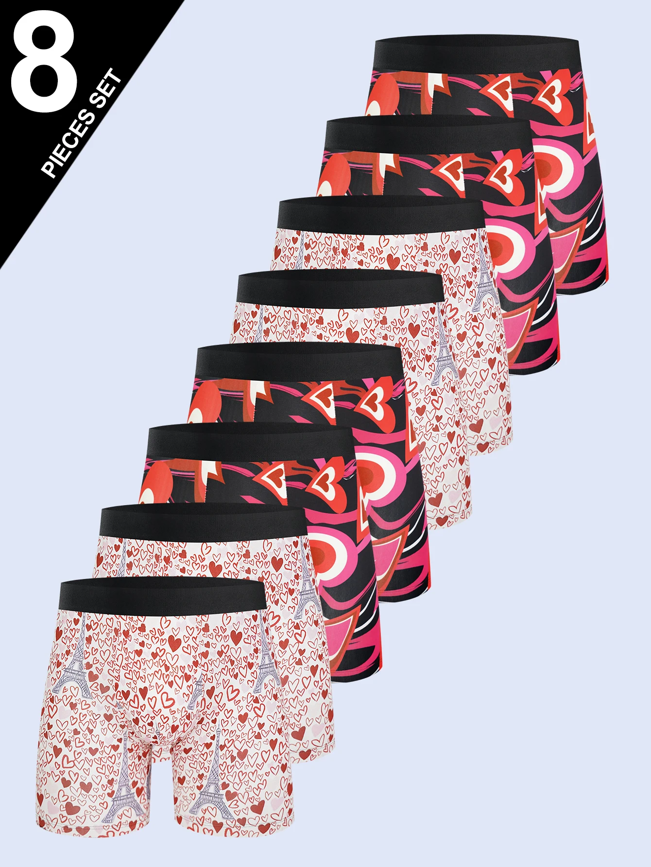 

8Pcs Men's Color Printed Underwear Teenagers Loose Fashion Multi-color Mix And Match Boyshort Sports Fitness Comfortable Shorts