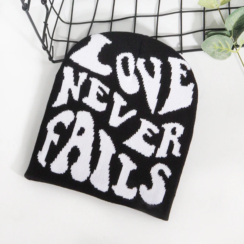 Y2K رسالة محبوك قبعة الخريف الشتاء الشارع جديد للجنسين الدافئة الشخصية تنوعا الأزياء المتخصصة بيني #4