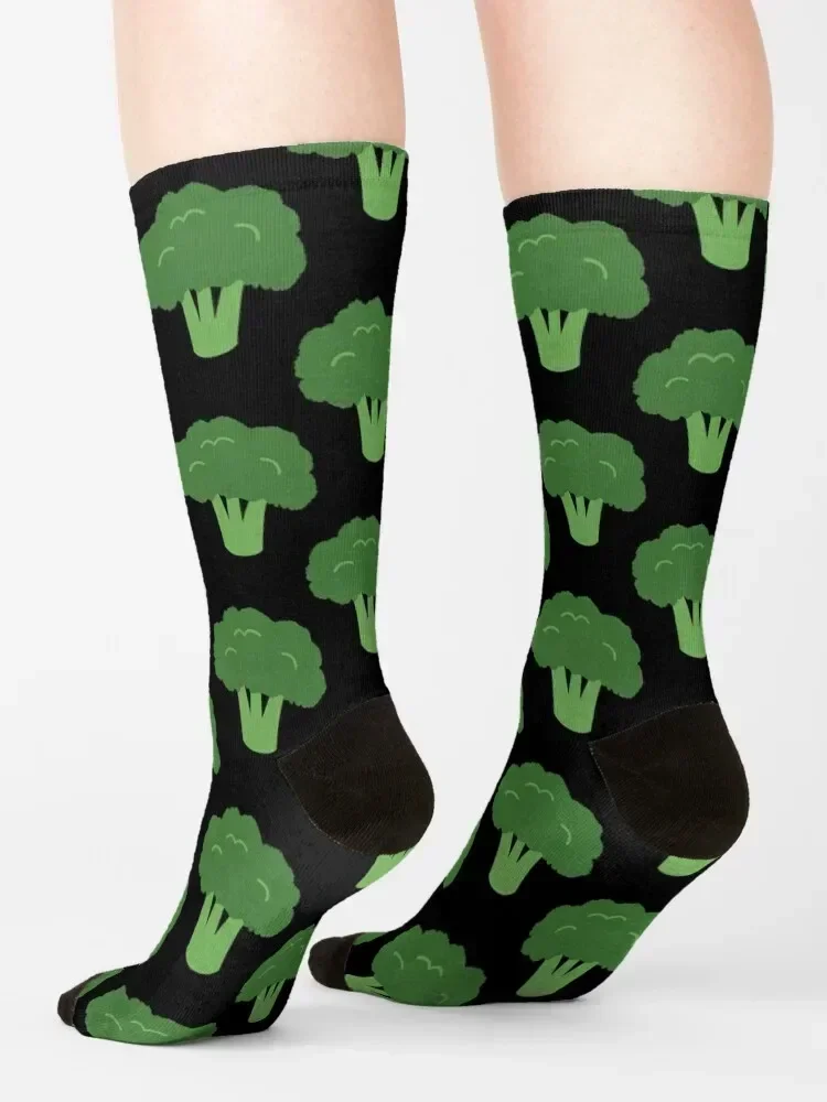 Chaussettes de sol à motif de brocoli pour hommes et femmes, plus grandes, illustration alimentaire simple, anime