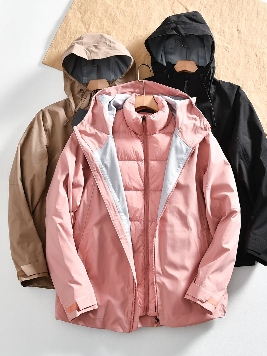 Outdoor Windproof Waterproof down Jacket And Pants Two-Piece Set for Men And Women Warmth Retention Youthful Style Thickened