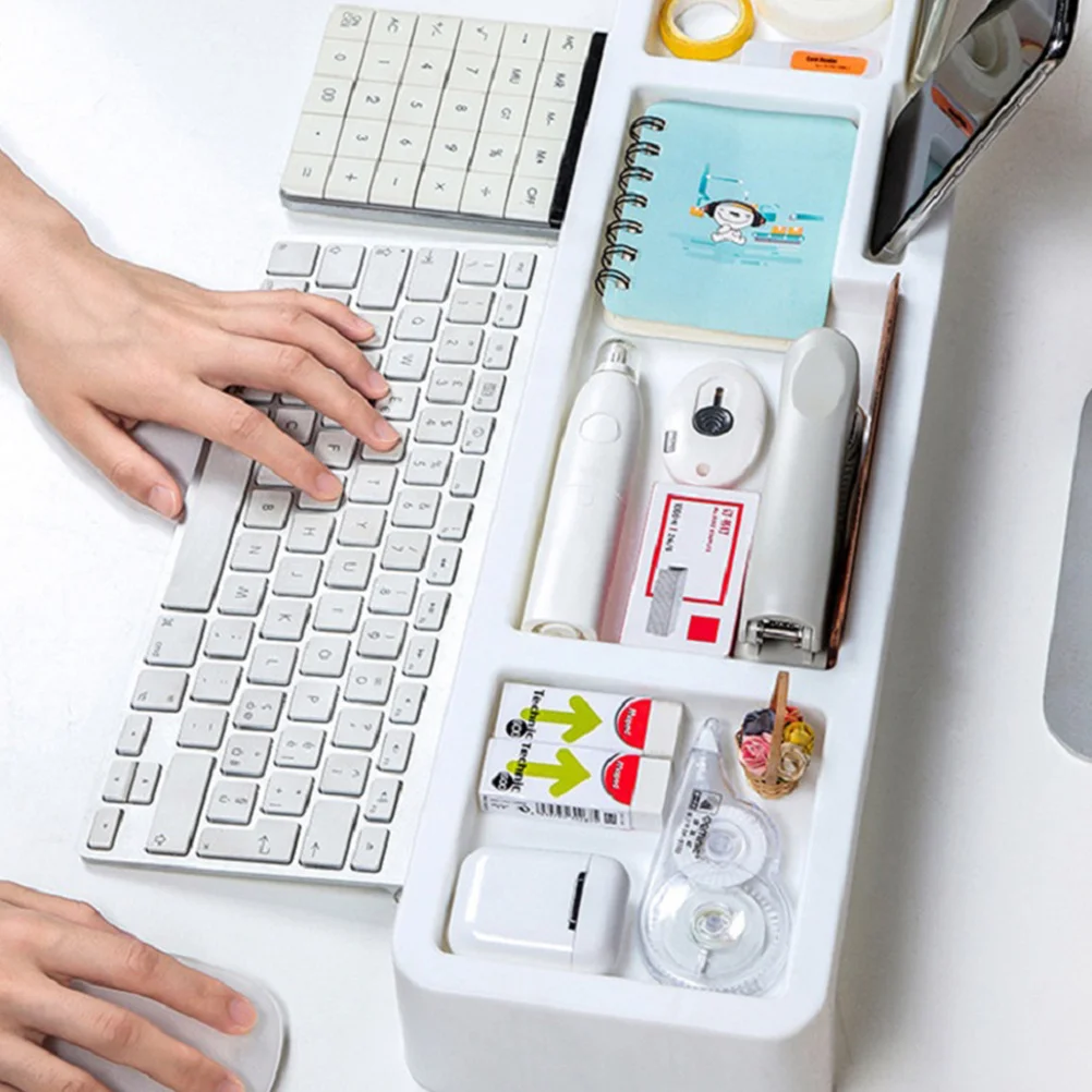 

Keyboard Shelf ABS Material White Multifunctional Supporting Shelf for Home Computer Rack Desktop Organizer