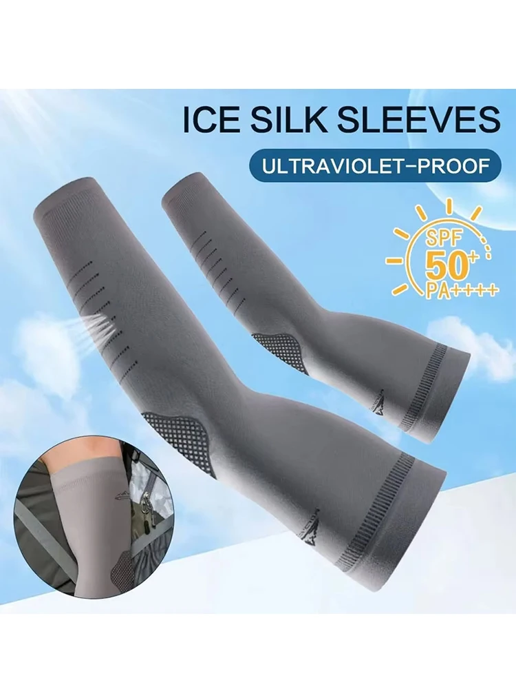 AliExpress NONE Ice Silk Sleeves Sun Protection Anti-UV Quick Dry Sleeves Breathable Cooling Sweat-absorb Elastic Hiking Cycling Sleeves