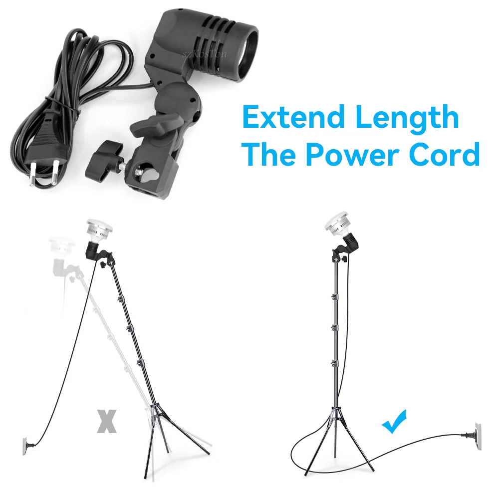 Soporte de bombilla de un solo cabezal E27, soporte de paraguas para Flash, iluminación de fotos, accesorios de estudio de fotografía, EE. UU., UE