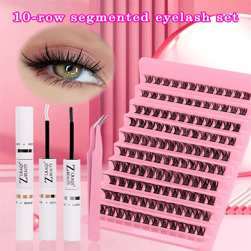 Mix and match 4 style of 10 rows handmade multi-layer false eyelash extention glue tweezers set With Personalized