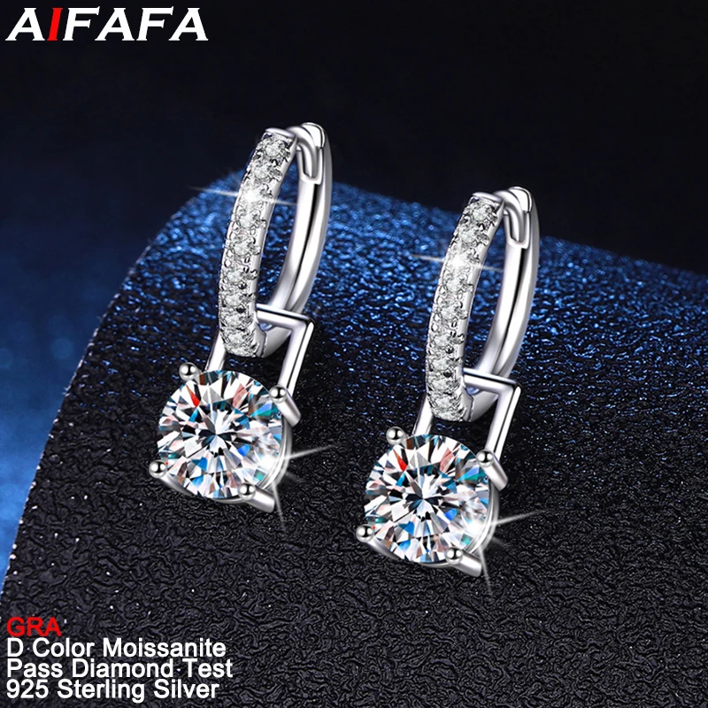 Real D Color VVS1 Moissanite Diamond Drop Earrings Stunning s925 Sterling Silver Moissanite Ear Stud Fine Jewelry