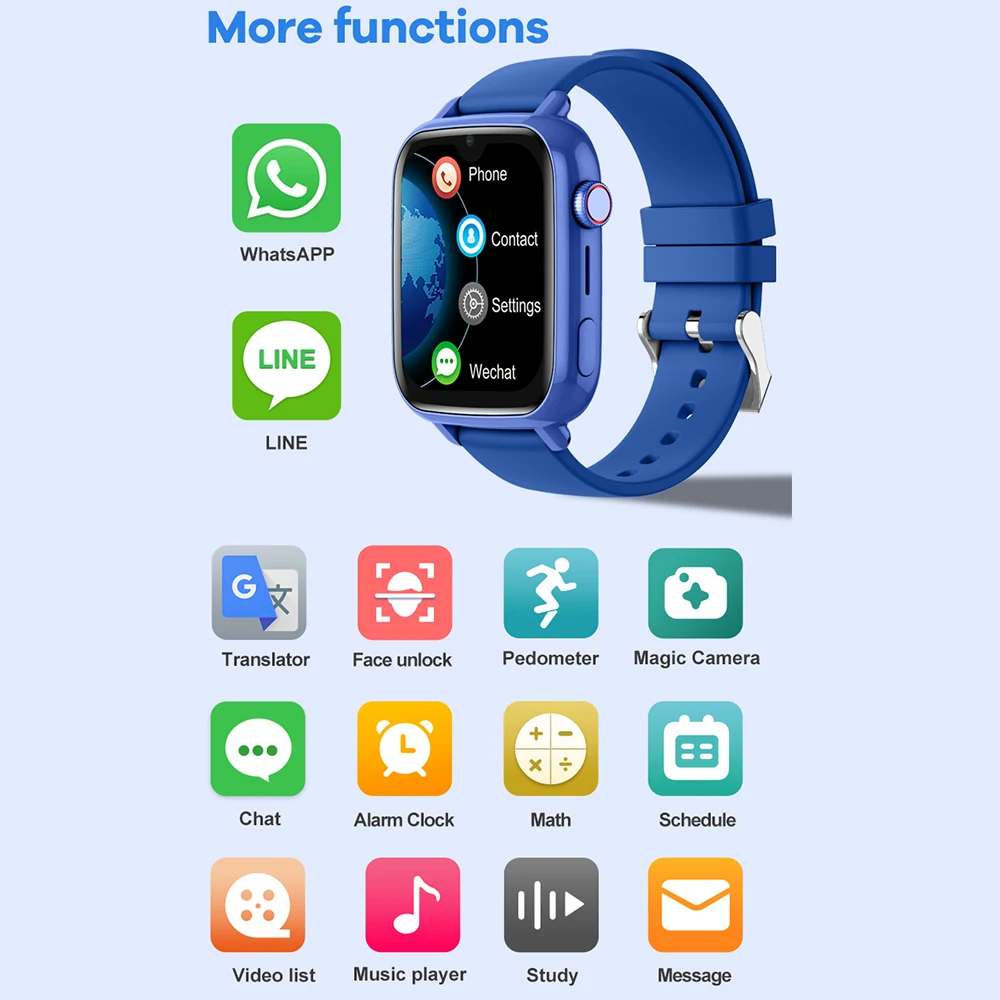 Kids Smart Watch Phone 4G GPS WIFI Video Call SOS APP Download Child Camera Monitor Tracker Location Clock Christmas Gifts