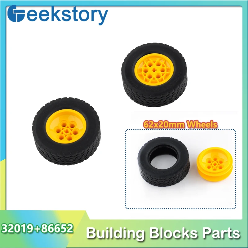 62x20mm Wheels Moc Building Blocks 32019+86652 Small Pellet Technology Bricks Modified DIY Toys Parts For Cars Mdoel