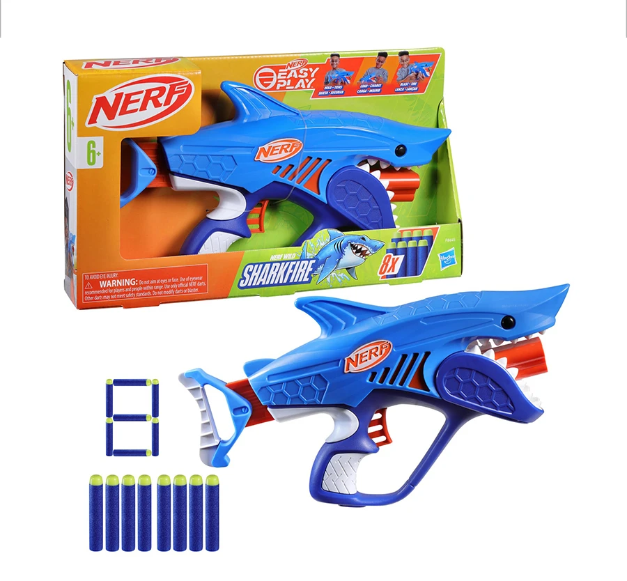 

Hasbro Nerf Wild Sharkfire Little Elite Shark Launcher Soft Bullet Gun for Kids Birthday Gift Can Be Made with Moving Hands