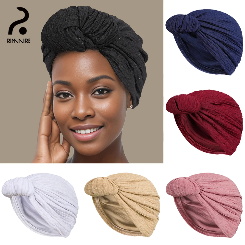 

Designer Black Turban Hat for Women Fashion Islam Muslim Hijab Solid Ladies Inner Bonnet Undercap Shawl Hats Headscarves RIMAIRE