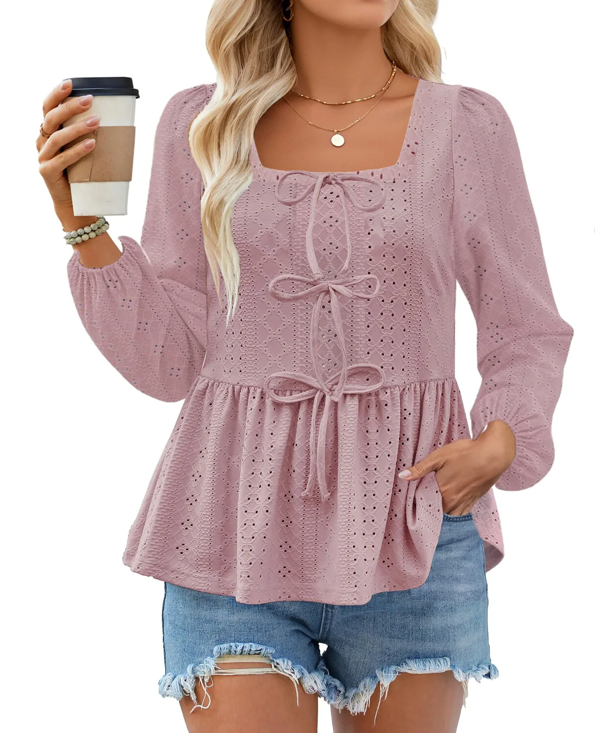 

Women Y2K Babydoll Blouse Square Neck Bubble Sleeve Shirts Retro Casual Tops 2025