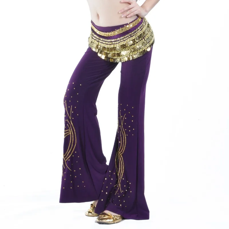

Индивидуальные тренировочные брюки с жемчужной вышивкой, костюмы для танца живота, хлопковые брюки для восточных танцев с кристаллами