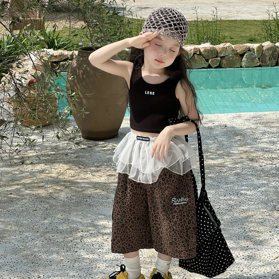 Girls Summer New Korean Short Vest for Baby Girls Girls Backless Dance Vest Top 2026 New Children Clothing