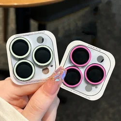 2-3 Stuks Noctilucent Camera Lens Bescherming Voor IPhone 16 15 Pro Max Kleurrijke Gehard Glas Lens Screen Protector voor 16 15 Plus