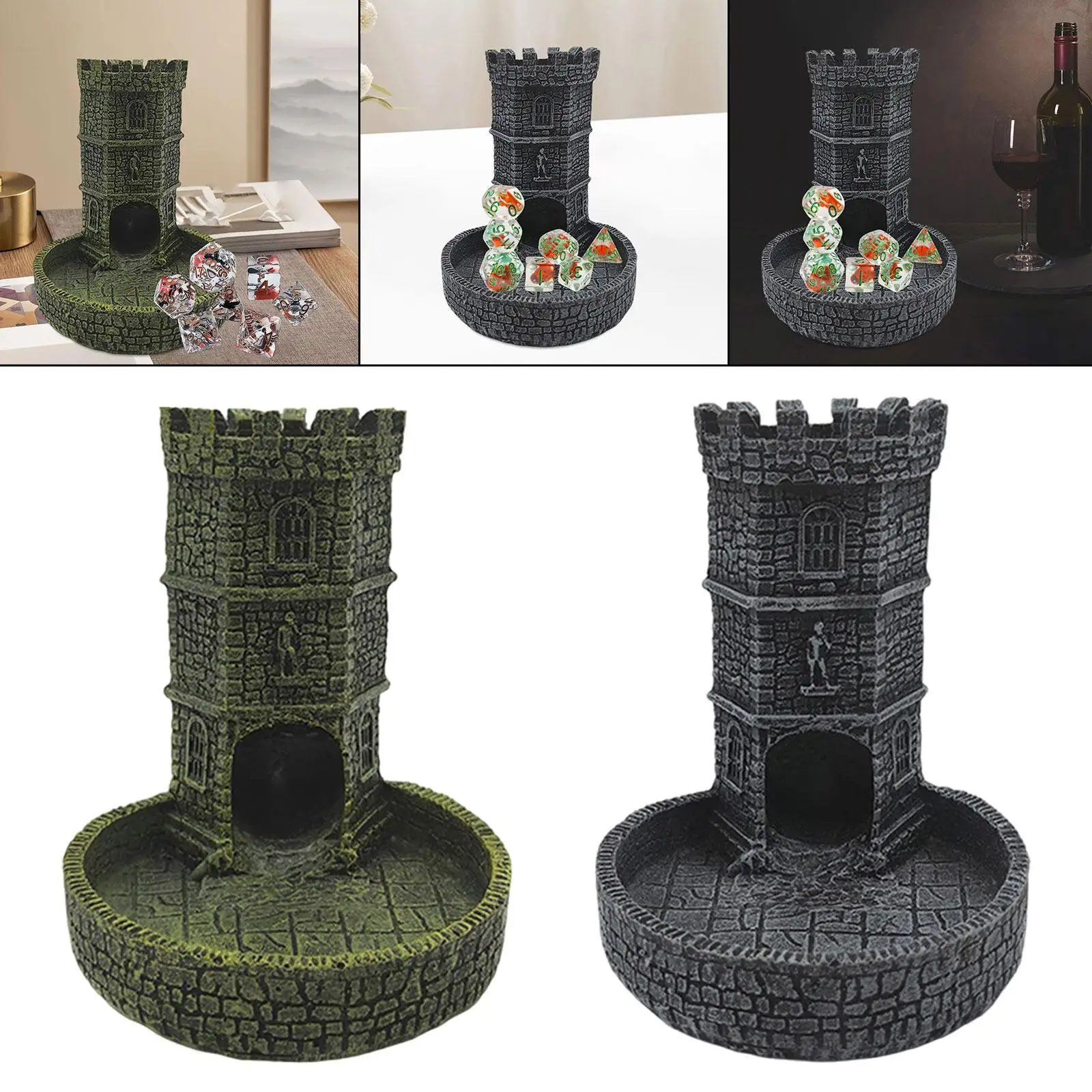 Castle Dice Tower Tabletop Roleplaying Game Resin Random Accessory for Board Games Dice Rolling Tower for Birthday Gift Gamer