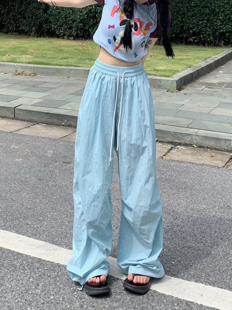 5 Colors Pants Women Baggy High Street Y2k Trouser Casual Summer Thin Breathable Korean Style Fashion Sporty Empire All-match