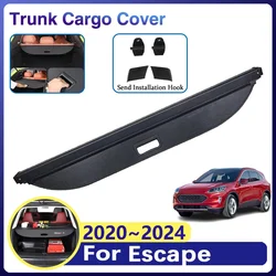 Car Trunk Cargo Cover For Ford Escape Kuga Accessories 2020 2021 2022 2023 2024 Auto Storage Rear Tray Luggage Security Shade