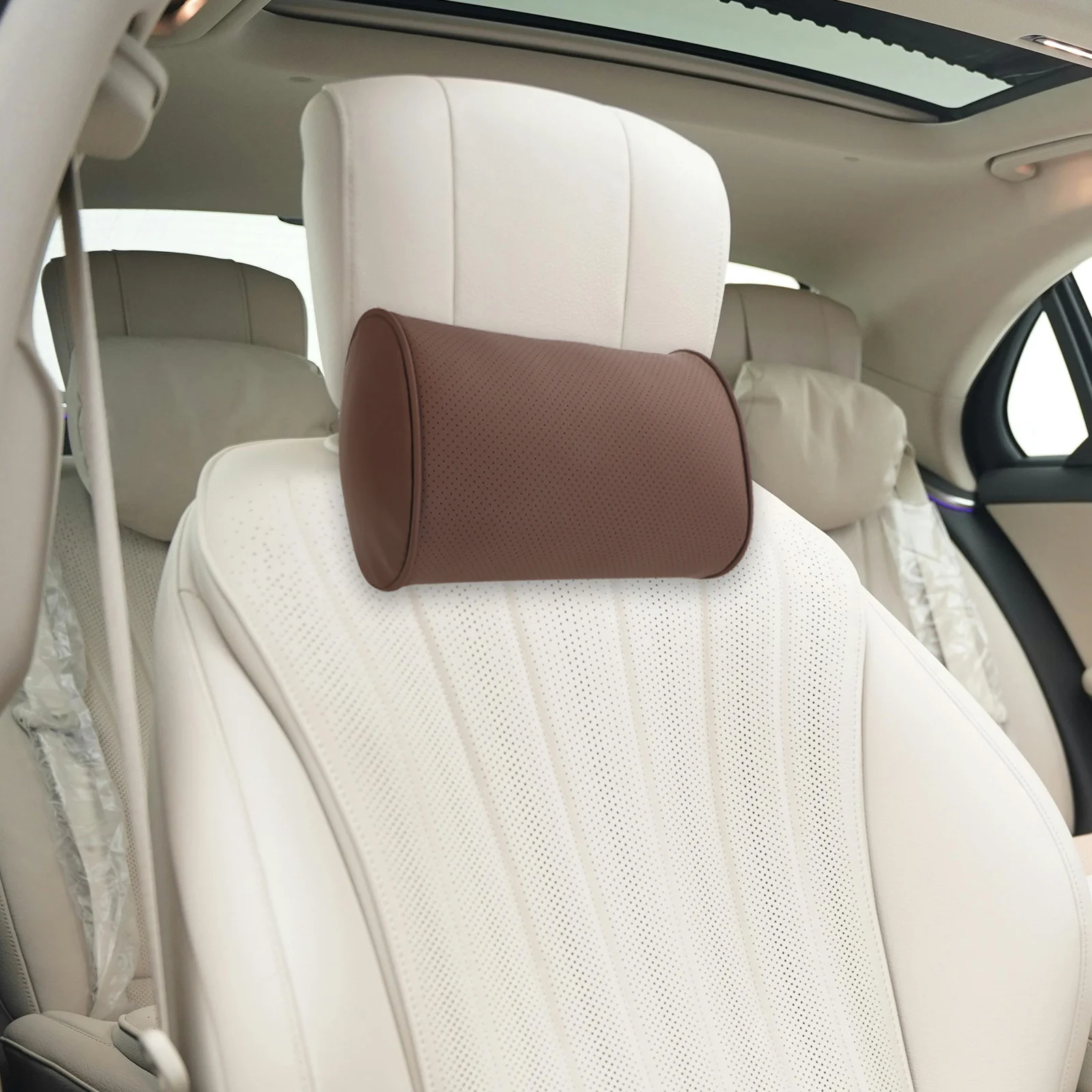 

Car Headrest Pillow 9.24X5.89X4.05In Universal Breathable Neck Support Cushion Orange Car Seat Neckrest Lumbar Pillow For