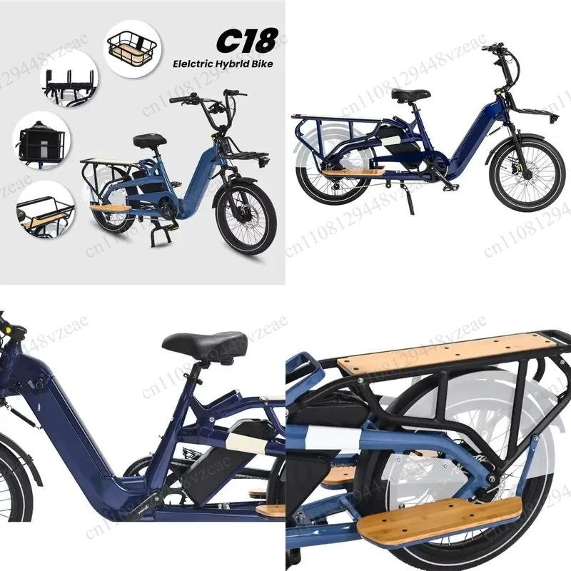 For Family Rear Motor Full Aluminum Alloy Ebike 2026 NEW Style Cargo Ebike 36V 250W Dual Battery Electric Cargo Bicycle