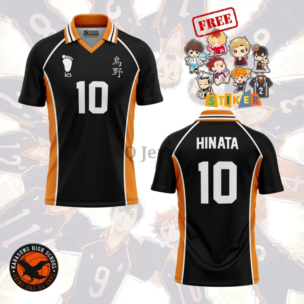 Nova Camisa Personalizada Haikyuu Karasuno High Hinata 10 para Homens e Mulheres, Uniforme de Voleibol Anime, Camiseta Polo de Manga Curta com Decote em V