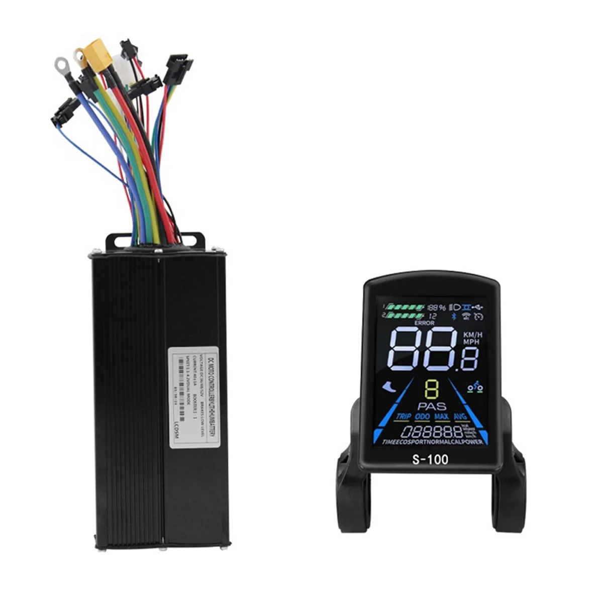 S-100 Electric Bike Display Meter 40A 36V/48V/52V Sine Wave Controller Kit for Scooter E-Bike Modification Accessories