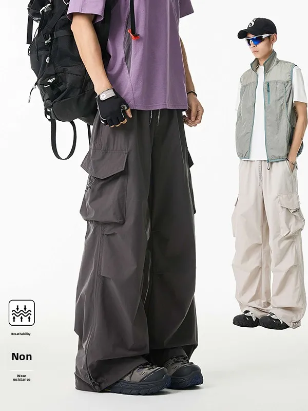 

Американские рабочие брюки Deep ey Multi-ket Ice Silk для мужчин, летние, водонепроницаемые, с защитой от солнца, быстросохнущие, свободного кроя, в стиле парашютиста, для штурмовых операций