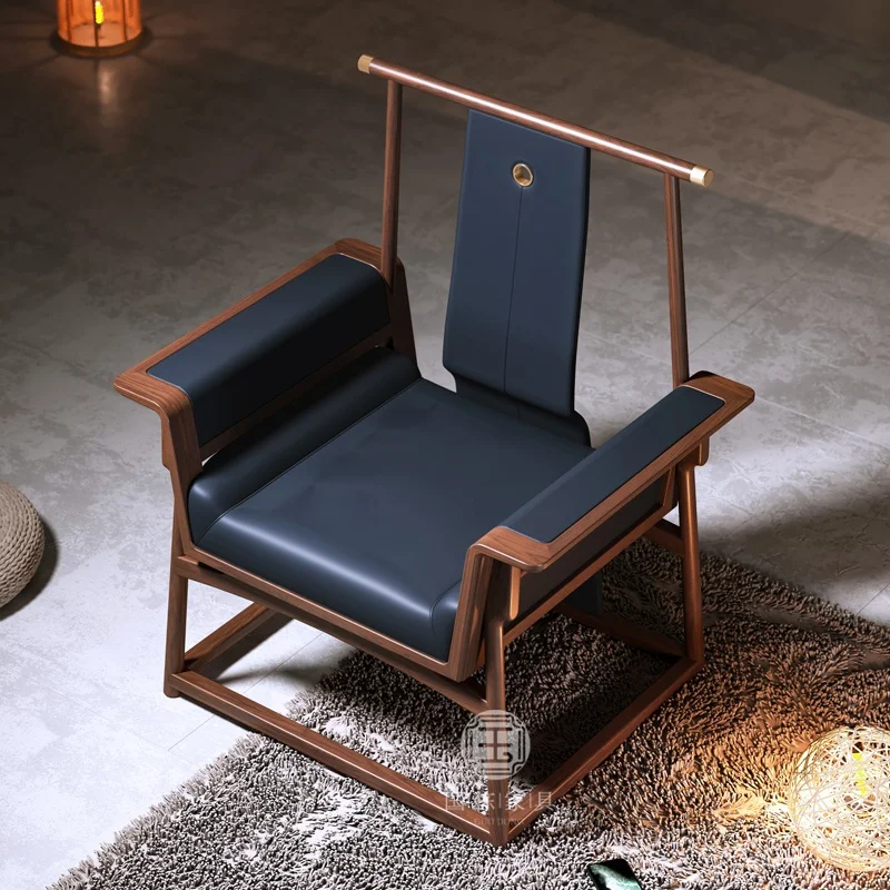 Modern Chinese style Taishi chair comfortable office boss chair black walnut solid wood long-term not tired tea master chair