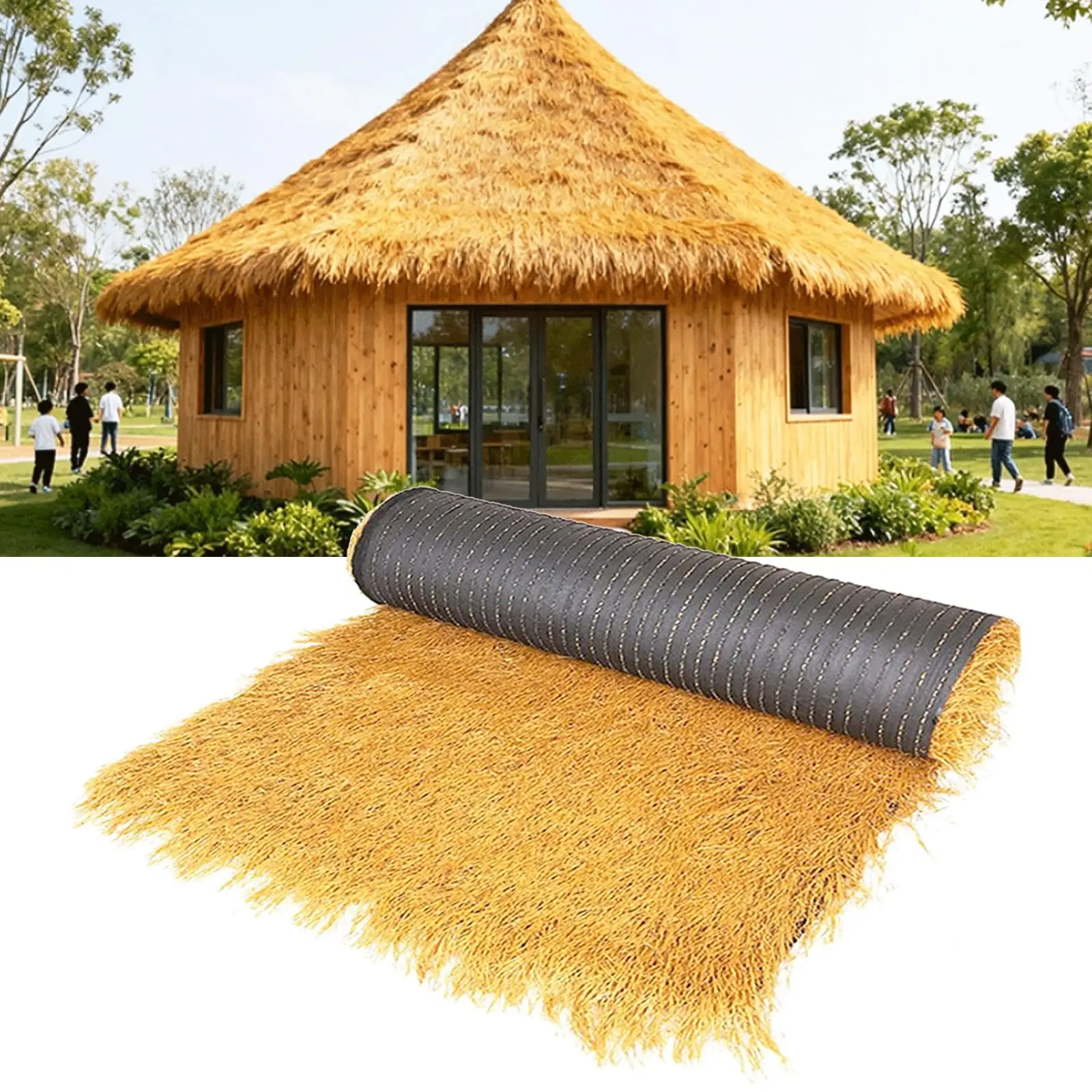 Artificial Thatch Roof Shingles Plastic Simulation Straw Suitable for Bars Countryside Decoration High Density Fake Grass Roof