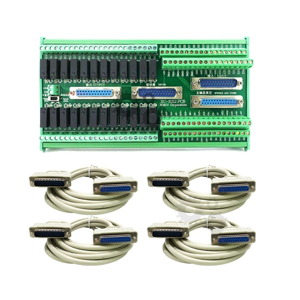 New Io Board Integrated Adapter Board With 4pcs Db25 Parallel Port Cable For Xc609 Xc709 Xc809 Series G Code Controller