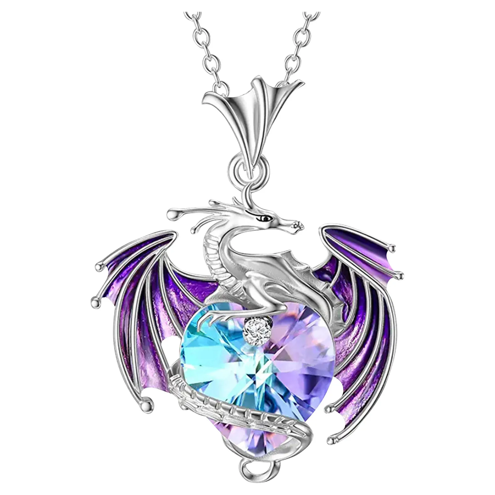 تحلق التنين قلادة كريستال قلادة الأزياء والمجوهرات سحر الحب مزاجه كل مباراة ضوء فاخر متعدد الألوان هدية عيد ميلاد