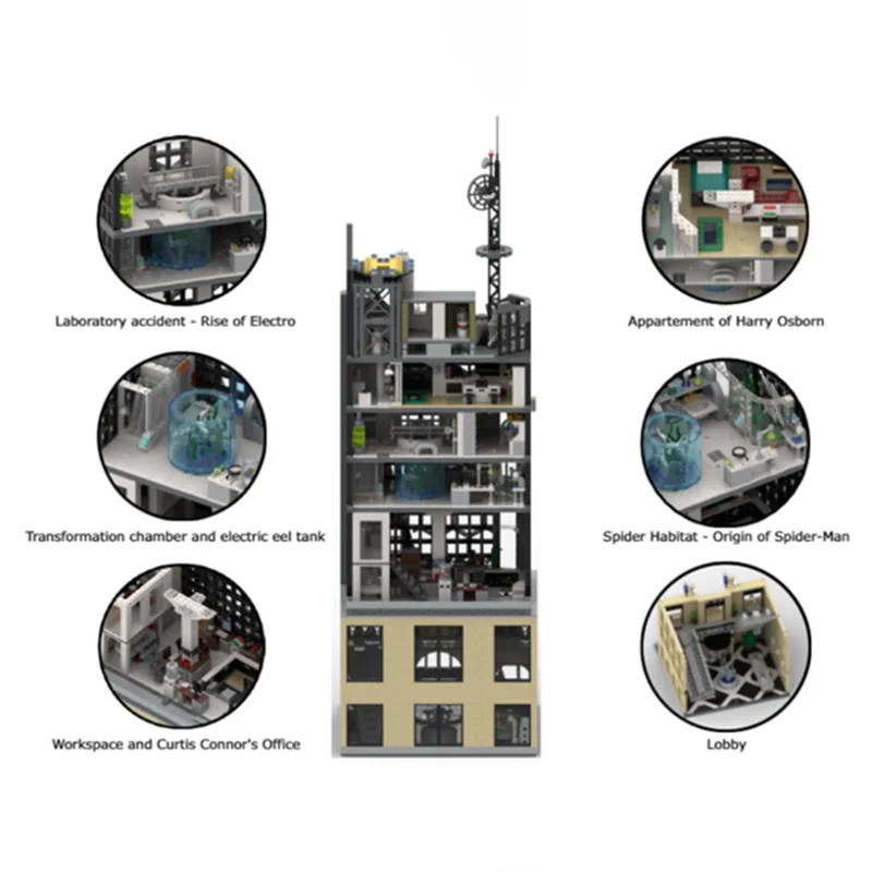 5595 قطعة MOC مذهلة الرجل العنكبوت Oscorp برج سوبر نموذج بناء لعبة كتل العمارة هدايا عيد الميلاد لتقوم بها بنفسك فكرة التعليم الاطفال #1