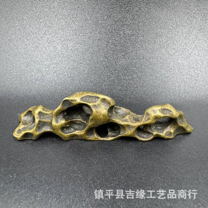 Copper Fake Mountain Shape Holder Brass Stationery Desktop Solid Small Paper Pen Rest Study Decoration Mini Ruler