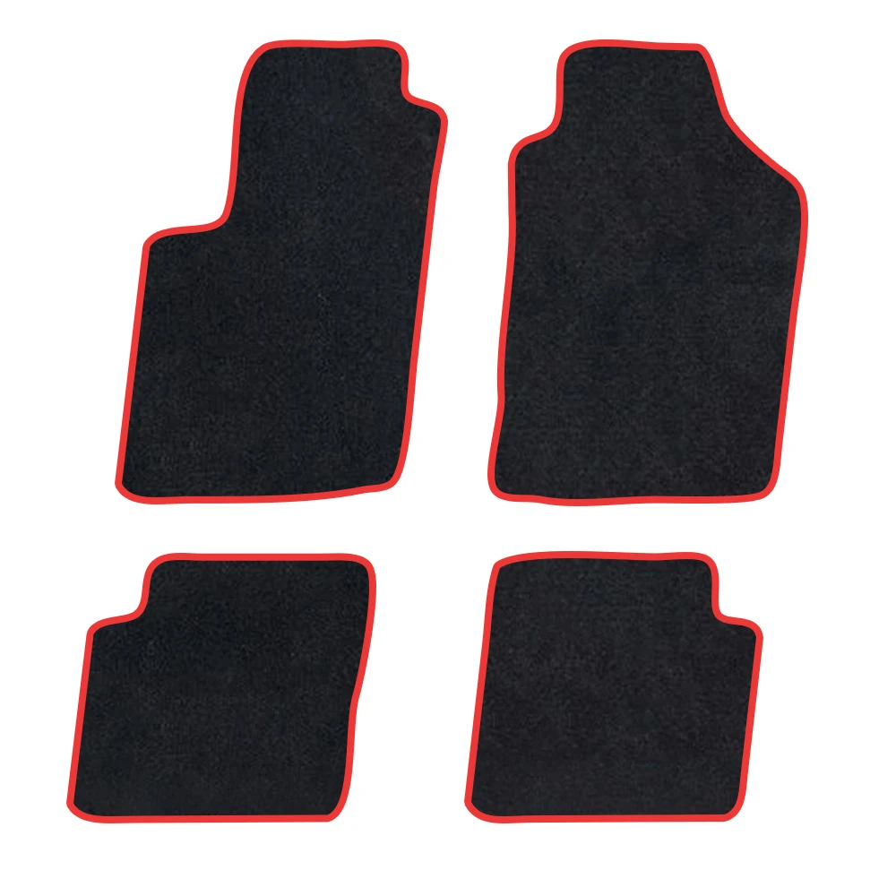 Car Floor Mat For Fiat 500 2007-Present  Polyester suede Anti Slip black Backing red Binding Trim Edge