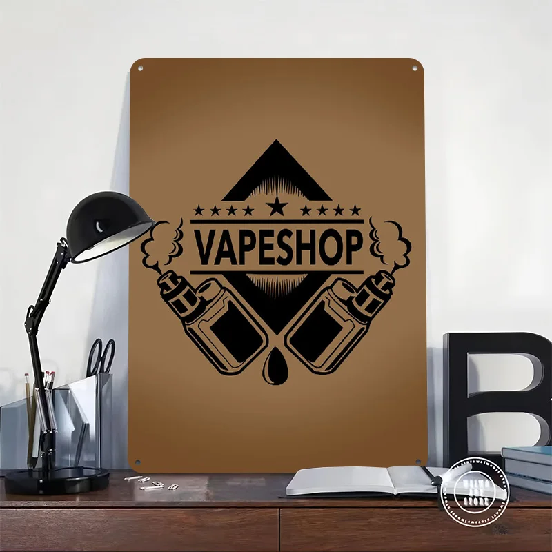 Vape Shop Logo Tinplate Posters Customizable Wall Art Retro Vintage Metal Signs for Home Room Mancave Decoration Gaming Garden view 2