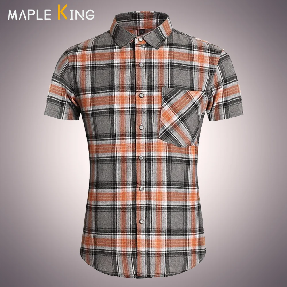 

Vintage Plaid Shirts with Pocket Designer Clothes Men Luxury Short Sleeve Social Camisas Slim Business Shirt 7XL Mens Blusas Top