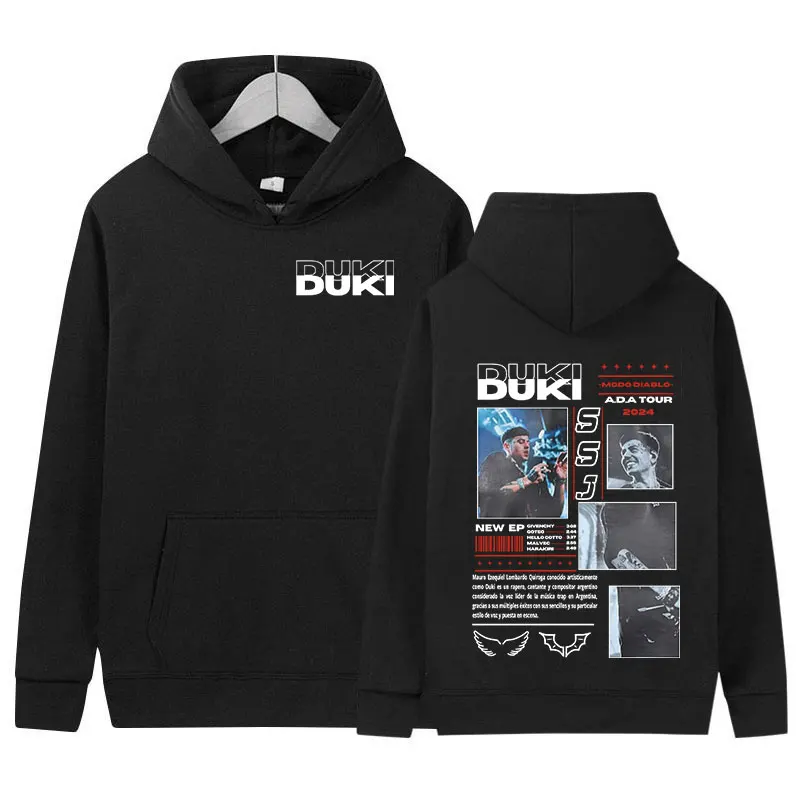 Duki ADA Tour 2024 Graphic Hoodie Men's Hip Hop Fashion Oversized Sweatshirt Rapper Man Gothic Retro Pullover Hoodies Streetwear