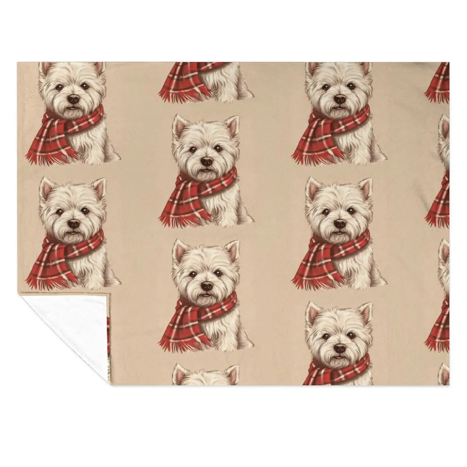 

West Highland White Terrier Westie Christmas Plaid Watercolor Throw Blanket Thins Sofa Sofa Throw Blankets
