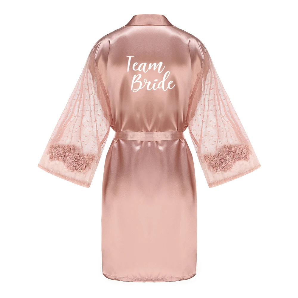 New Rose Gold Satin Bathrobe Women Getting Married Bride Hen Party Sisters Sqaud Mother Wedding Bridesmaid Robes